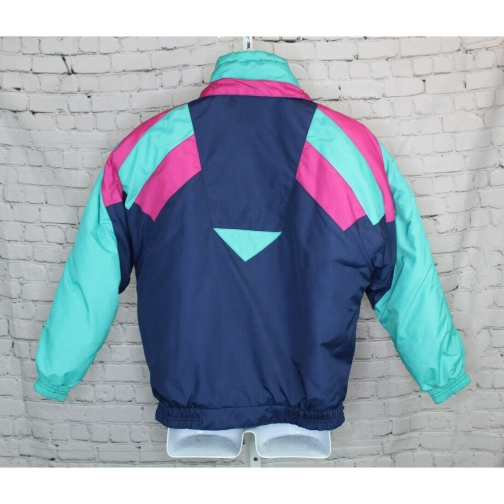 Vtg etirel Pink Blue Ski Snowboard Jacket Women's Size 8 asymmetric 80s/90s NWT - Picture 2 of 8